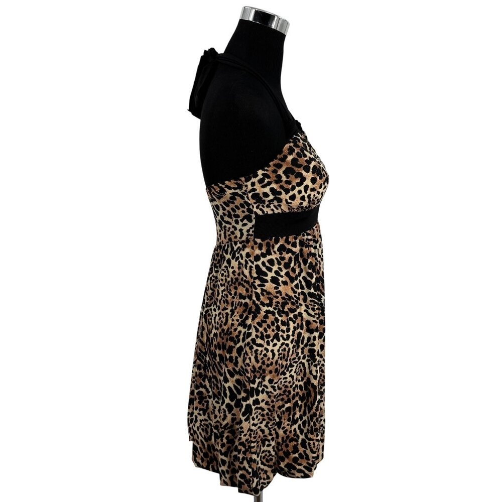 Vintage NWT Candies Leopard Halter Mini Dress S| Y2K Bimbocore McBling Fairycore - Picture 12 of 16